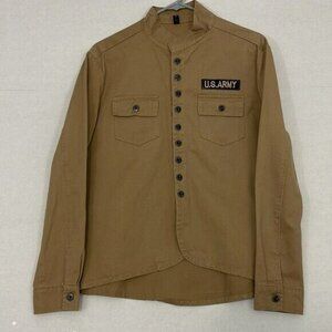 Valleyboy Shacket NWOT U.S. Army Patch, Button Front, Tan / Khaki, Small